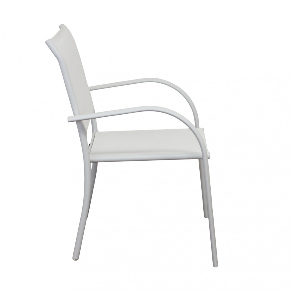 Poltrona da giardino in allumino bianco e tessuto con braccioli - STAMFORDEDENYA