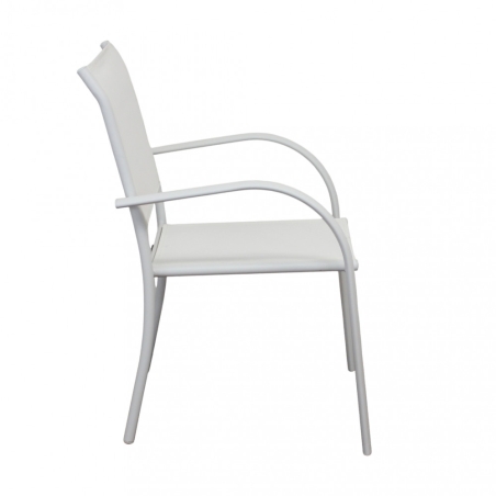 Poltrona da giardino in allumino bianco e tessuto con braccioli - STAMFORDEDENYA