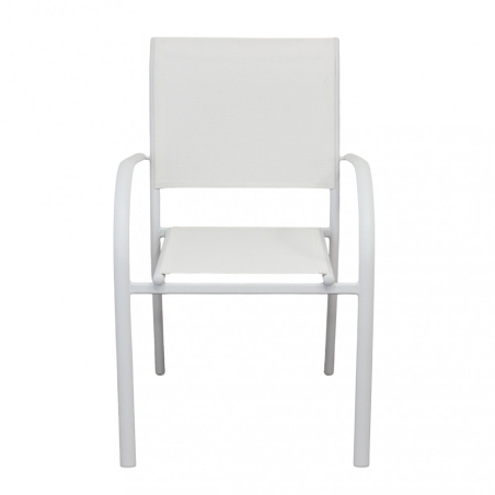 Poltrona da giardino in allumino bianco e tessuto con braccioli - STAMFORDEDENYA