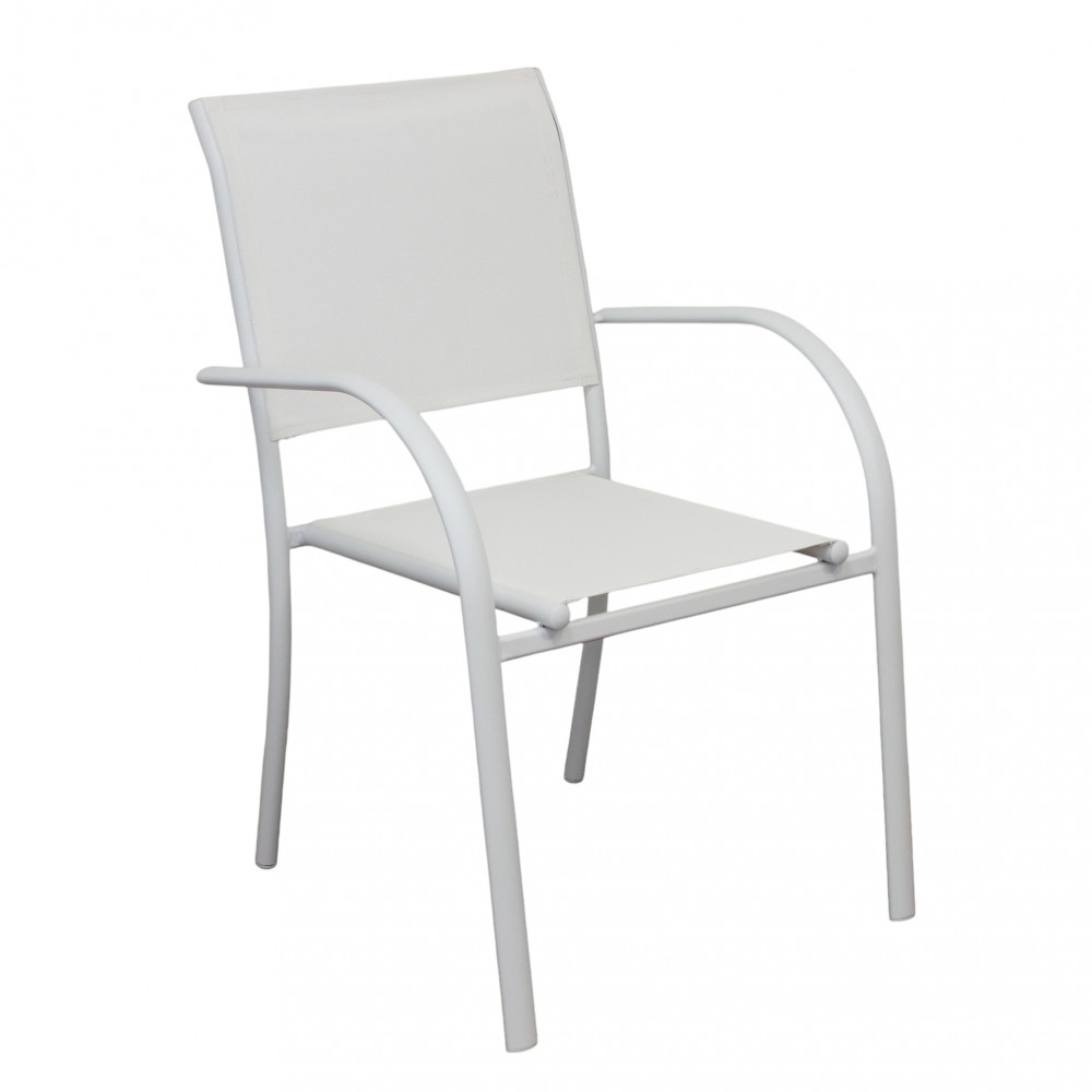 Poltrona da giardino in allumino bianco e tessuto con braccioli - STAMFORDEDENYA