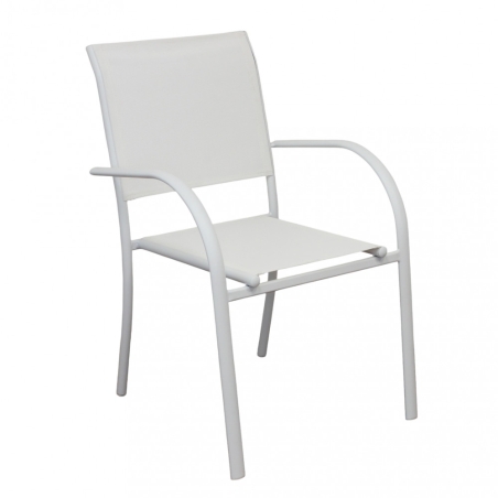 Poltrona da giardino in allumino bianco e tessuto con braccioli - STAMFORDEDENYA