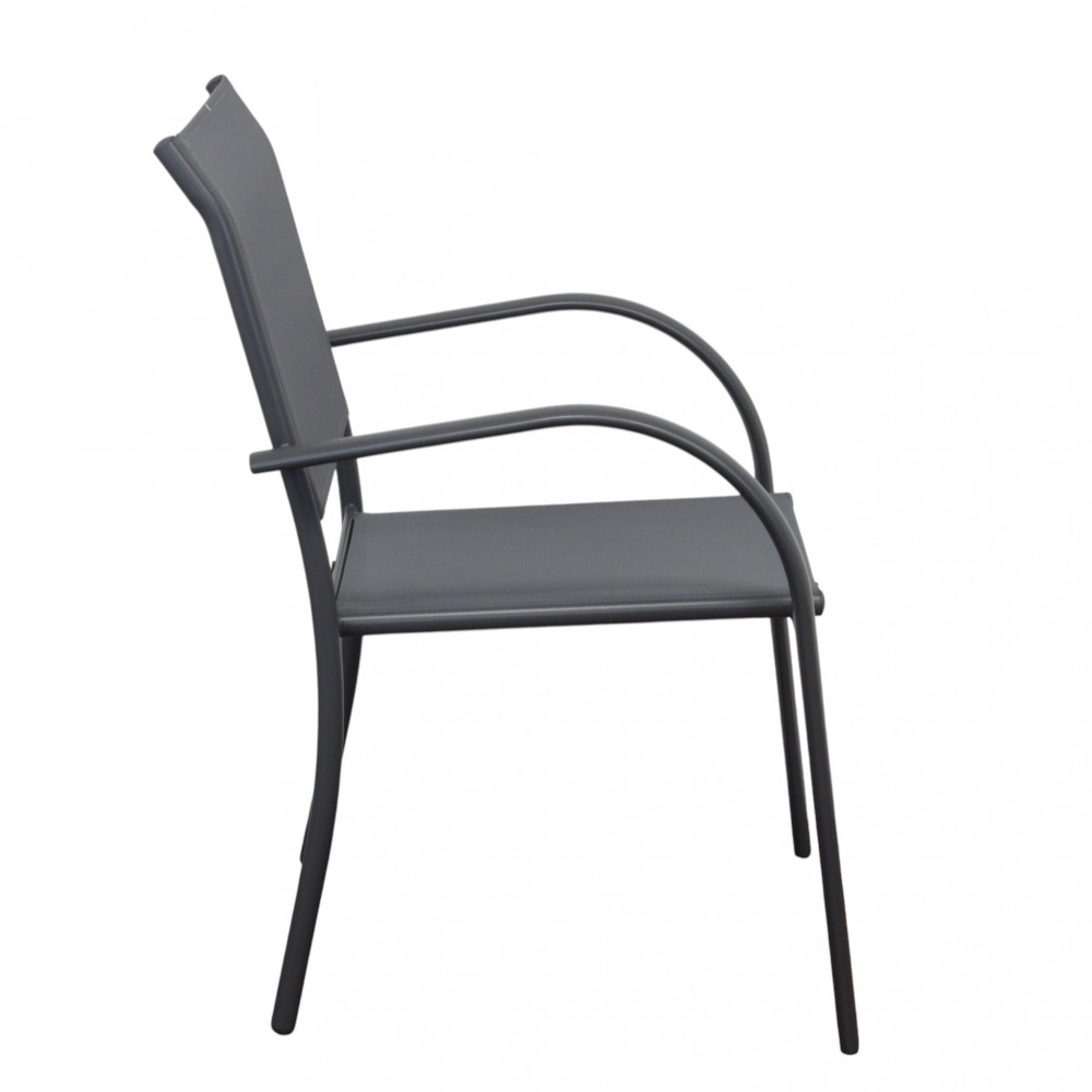 Poltrona da giardino in allumino antracite e tessuto con braccioli - STAMFORDEDENYA