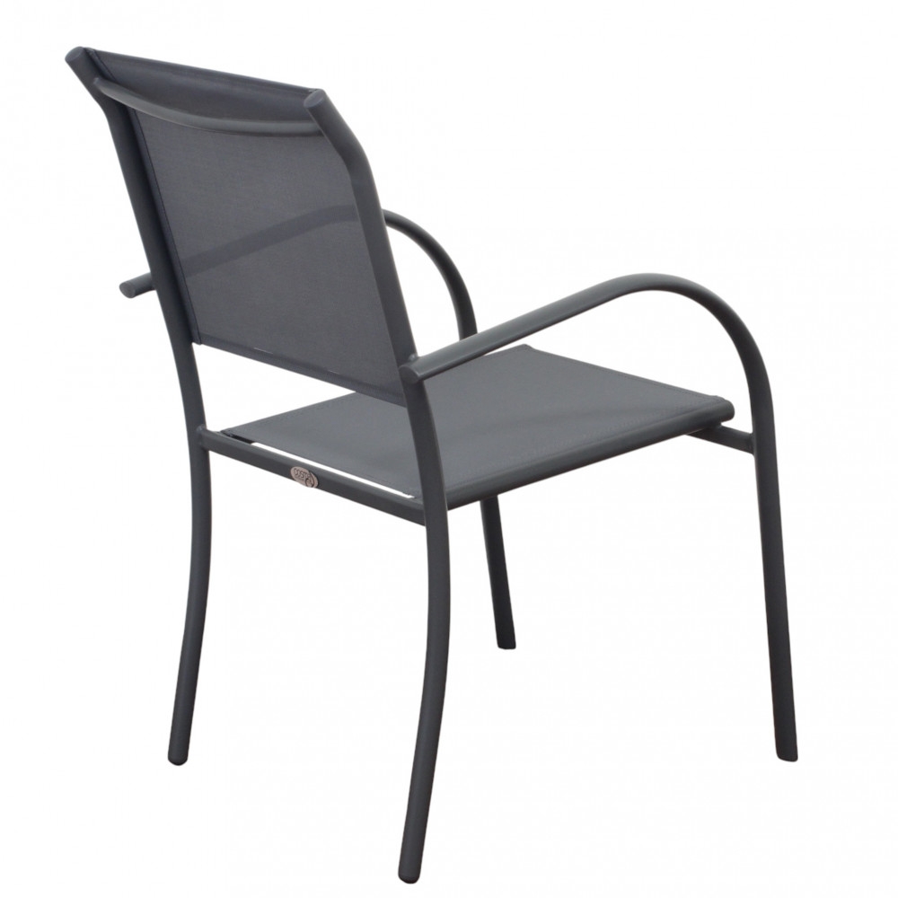 Poltrona da giardino in allumino antracite e tessuto con braccioli - STAMFORDEDENYA