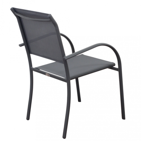 Poltrona da giardino in allumino antracite e tessuto con braccioli - STAMFORDEDENYA