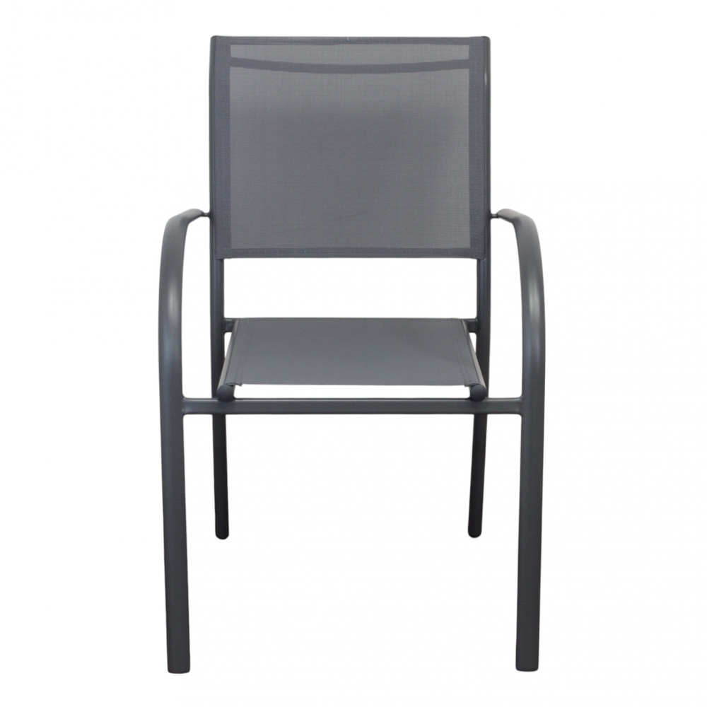 Poltrona da giardino in allumino antracite e tessuto con braccioli - STAMFORDEDENYA