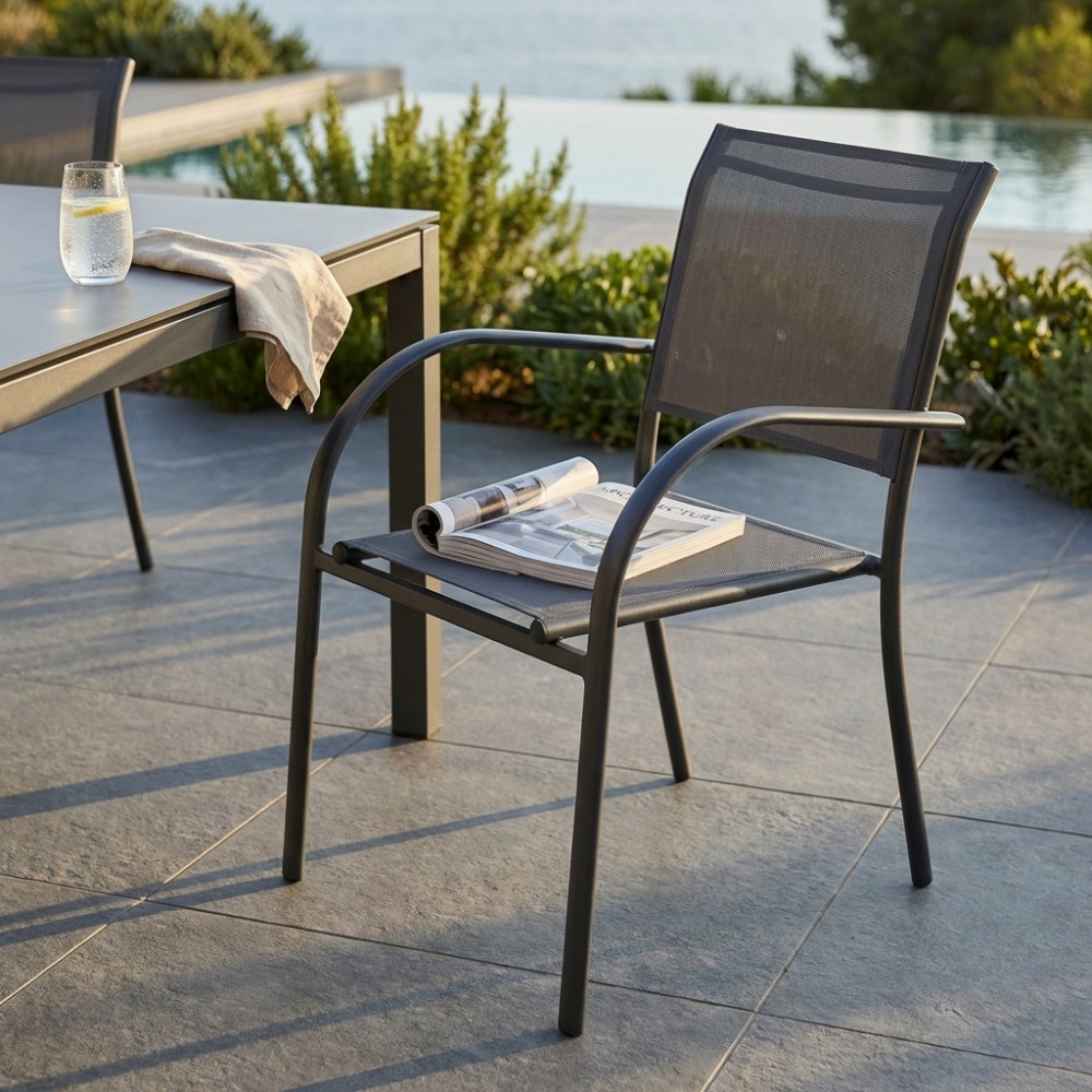 copy of Poltrona da giardino in allumino bianco e tessuto con braccioli - STAMFORDEDENYA