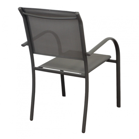 Poltrona da giardino in allumino taupe e tessuto con braccioli - STAMFORDEDENYA