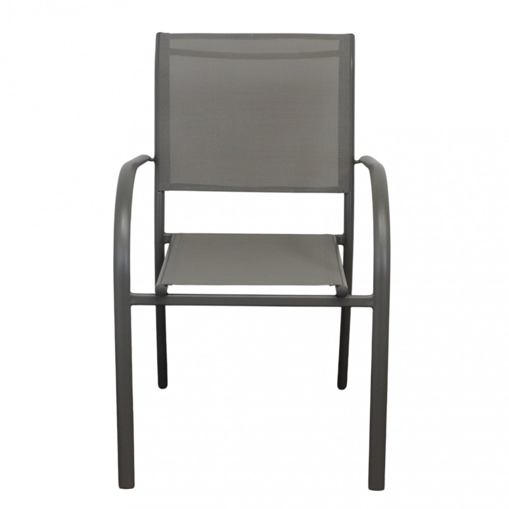 Poltrona da giardino in allumino taupe e tessuto con braccioli - STAMFORDEDENYA