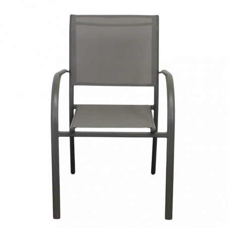 Poltrona da giardino in allumino taupe e tessuto con braccioli - STAMFORDEDENYA