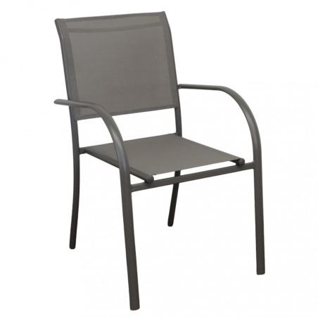 Poltrona da giardino in allumino taupe e tessuto con braccioli - STAMFORDEDENYA