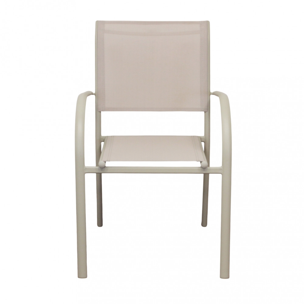 Poltrona da giardino in allumino tortora e tessuto con braccioli - STAMFORDEDENYA