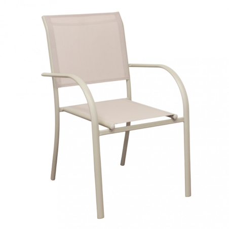Poltrona da giardino in allumino tortora e tessuto con braccioli - STAMFORDEDENYA