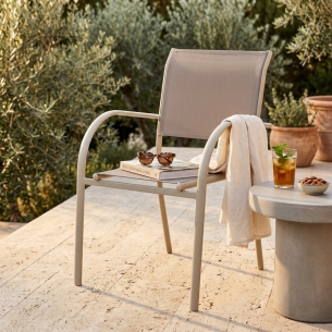 copy of Poltrona da giardino in allumino bianco e tessuto con braccioli - STAMFORDEDENYA