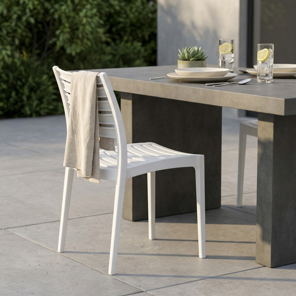 copy of Poltrona da giardino in allumino bianco e tessuto con braccioli - STAMFORDEDENYA