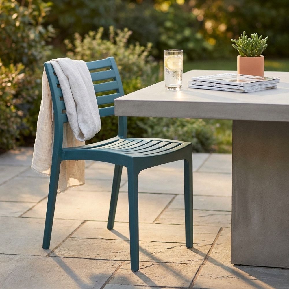 Sedia in polipropilene impilabile verde petrolio - EVELINEEDENYA