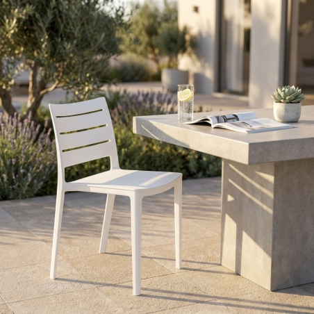 copy of Poltrona da giardino in allumino bianco e tessuto con braccioli - STAMFORDEDENYA