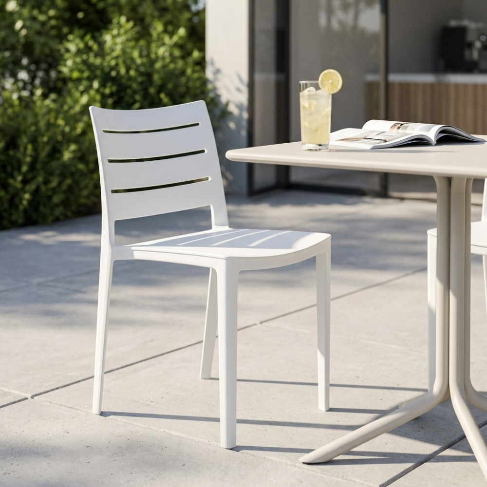 copy of Poltrona da giardino in allumino bianco e tessuto con braccioli - STAMFORDEDENYA