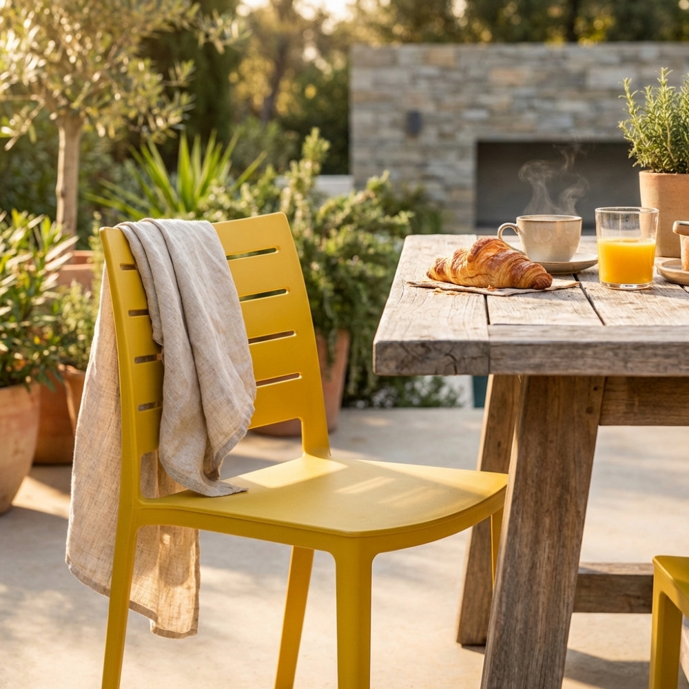 Sedia in polipropilene impilabile gialla - HALLIEEDENYA