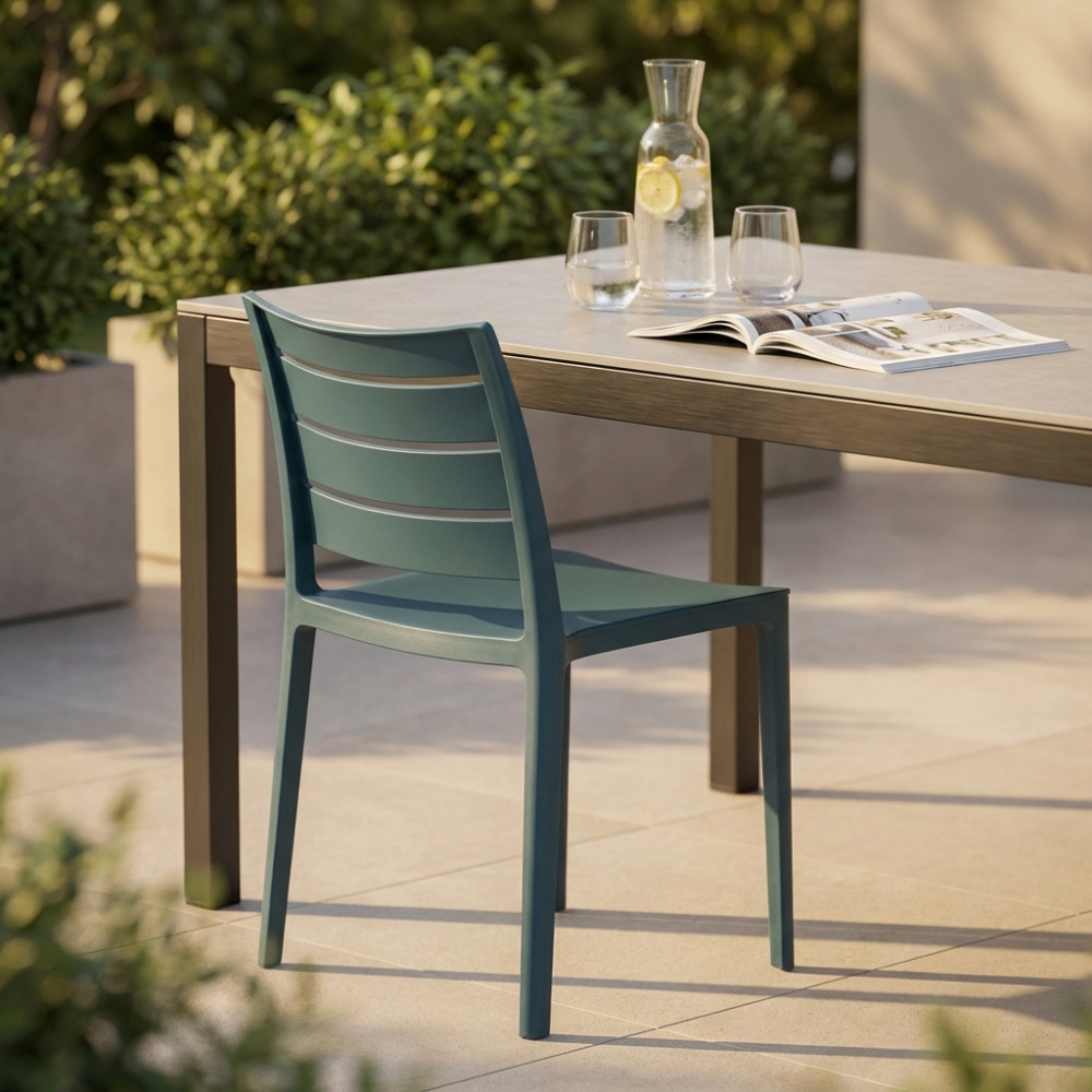 Sedia in polipropilene impilabile verde petrolio - HALLIEEDENYA