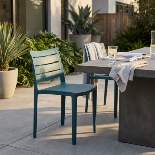 Sedia in polipropilene impilabile verde petrolio - HALLIEEDENYA