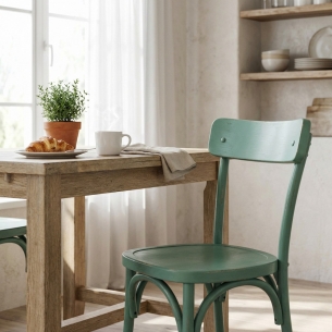 Sedia in legno di olmo con finitura anticata verde - PollyEDENYA