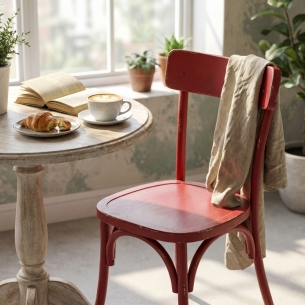 Sedia in legno di olmo con finitura anticata rosso - PollyEDENYA