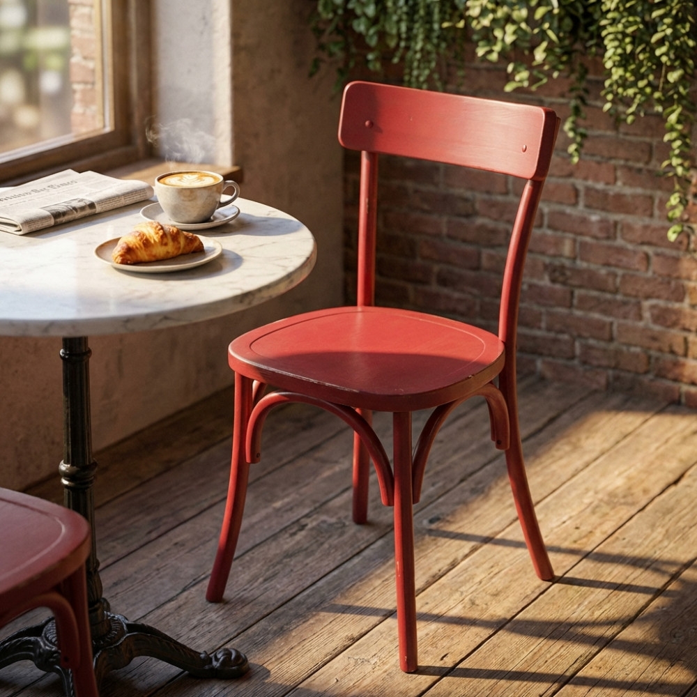 Sedia in legno di olmo con finitura anticata rosso - PollyEDENYA