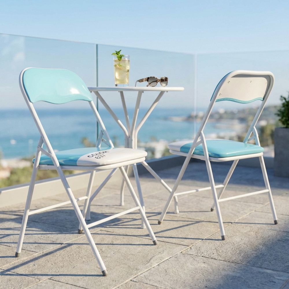 Sedia pieghevole salvaspazio imbottita di colore bluEDENYA