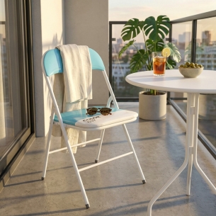 Sedia pieghevole salvaspazio imbottita di colore bluEDENYA
