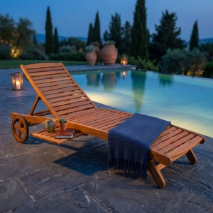 Lettino prendisole Marrone Legno con ruoteEDENYA