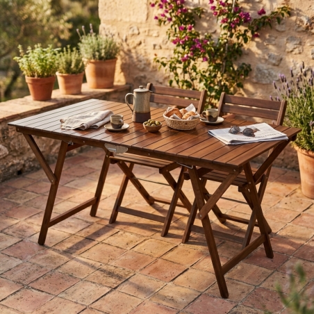 Tavolo pieghevole in legno di faggio 70x140 cm Tinta NoceEDENYA