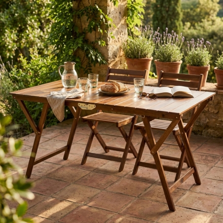 Tavolo pieghevole in legno di faggio 70x140 cm Tinta NoceEDENYA