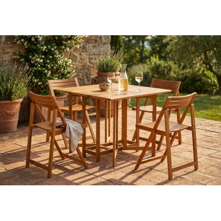 Set Tavolo da pranzo e 4 Sedie Birra AcaciaEDENYA