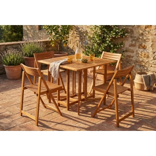 Set Tavolo da pranzo e 4 Sedie Birra AcaciaEDENYA