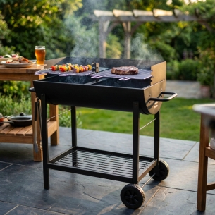 Barbecue in acciaio verniciato nero con 2 griglie 100x47x94h - WisconsinEDENYA