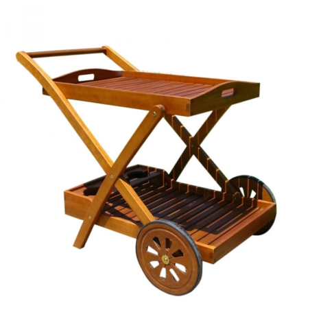 Carrello - trolley bar in legno di acacia con ruoteEDENYA