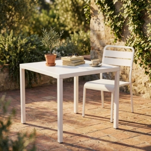 Tavolo da esterno impilabile 80x80 - Bianco ManchesterEDENYA