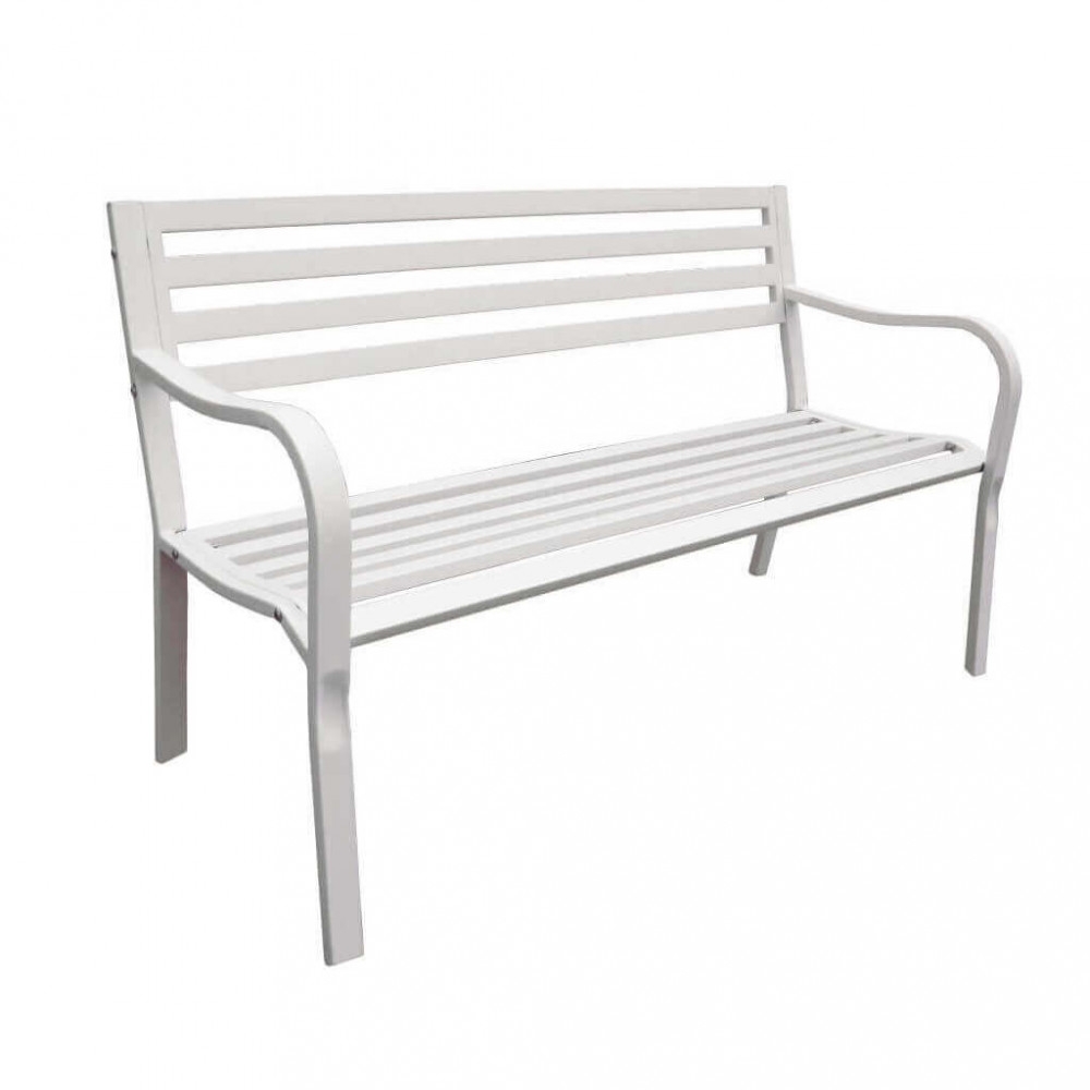 Panchina da giardino bianca in metallo 128x56x85h  per 2 persone - CHLOEEDENYA