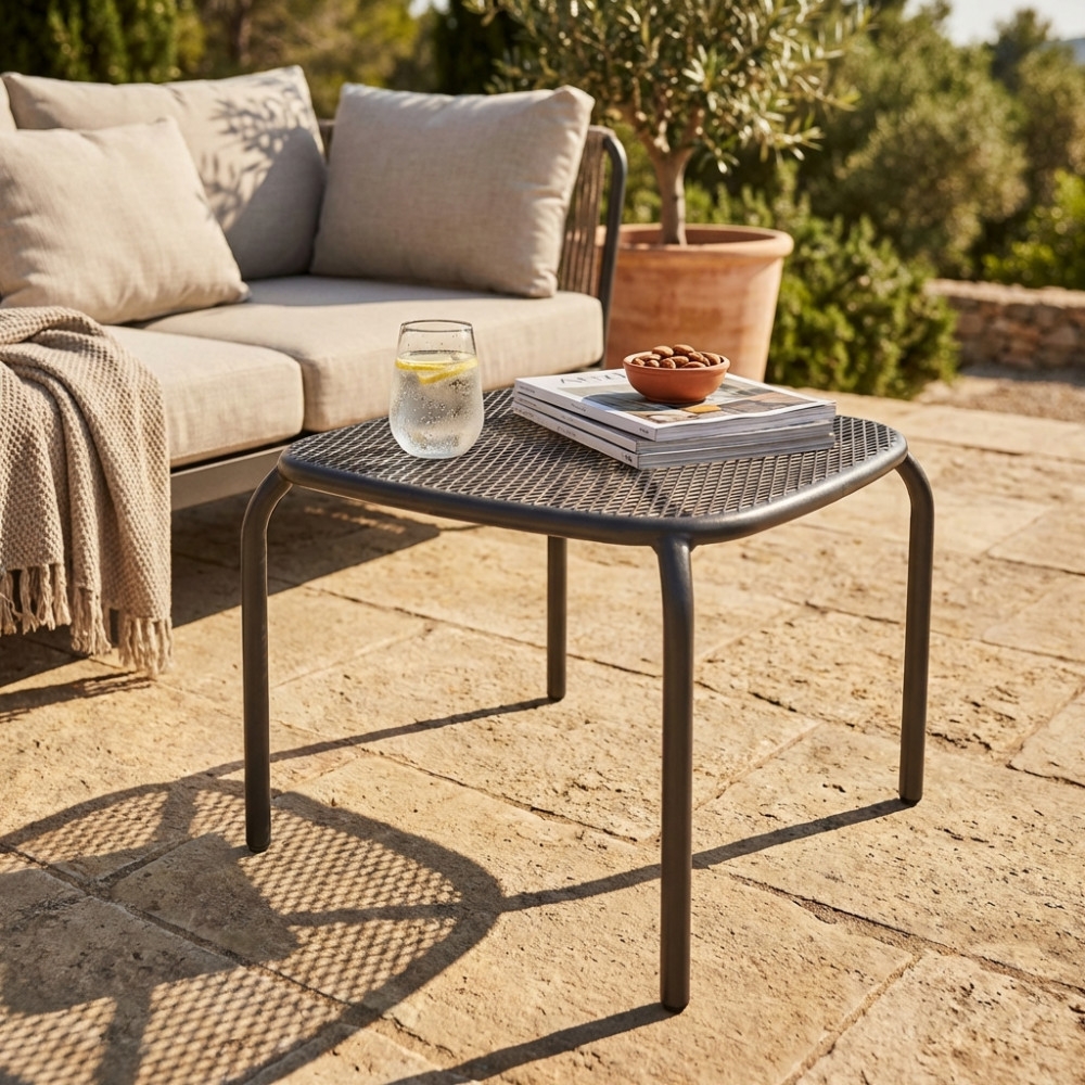 Tavolino da esterno antiruggine 40x40cm Taupe - Midway -2