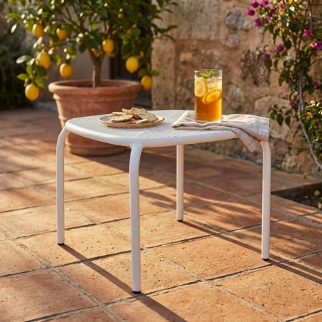 Tavolino basso da esterno antiruggine 40x40cm Bianco - Midway -1