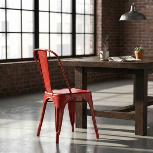 Sedia in metallo rosso antico stile industrial - Lola -1