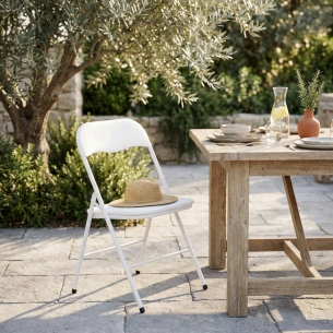 Sedia pieghevole salvaspazio imbottita bianco lucido -1