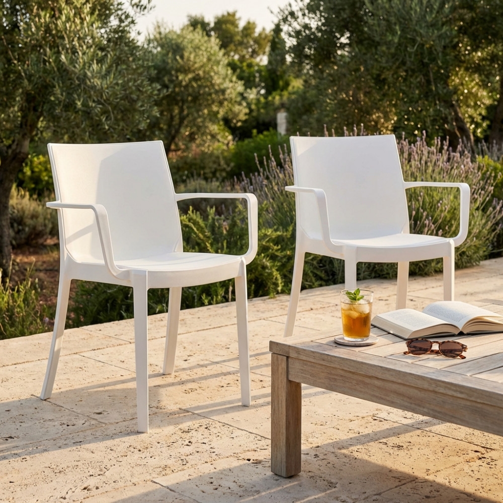 Sedia in polipropilene da esterno con braccioli bianca VictoriaEDENYA