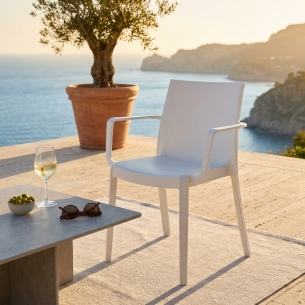Sedia in polipropilene da esterno con braccioli bianca VictoriaEDENYA