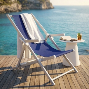 Sdraio Mare Textilene C/Braccioli Pieghevole Blu 98x67.5x106cmEDENYA