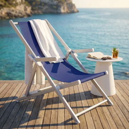 Sdraio Mare Textilene C/Braccioli Pieghevole Blu 98x67.5x106cmEDENYA