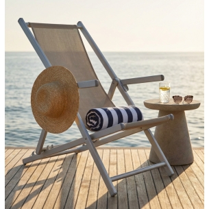 Sdraio Mare Textilene C/Braccioli Pieghevole Tortora 98x67.5x106cmEDENYA