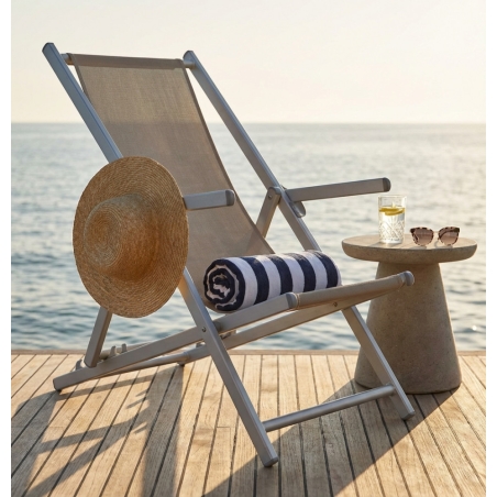 Sdraio Mare Textilene C/Braccioli Pieghevole Tortora 98x67.5x106cmEDENYA