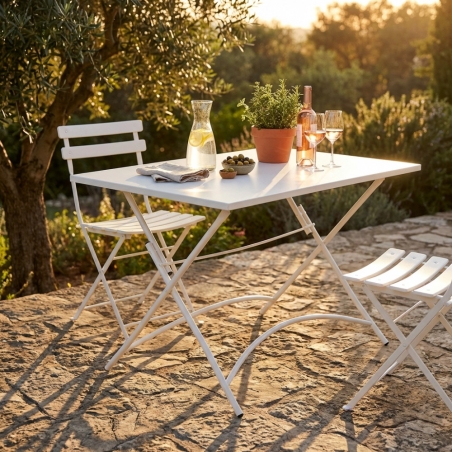 Tavolo pieghevole in metallo 110x70cm - Bianco BristolEDENYA