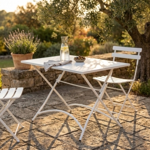 Tavolo pieghevole in metallo 110x70cm - Bianco BristolEDENYA